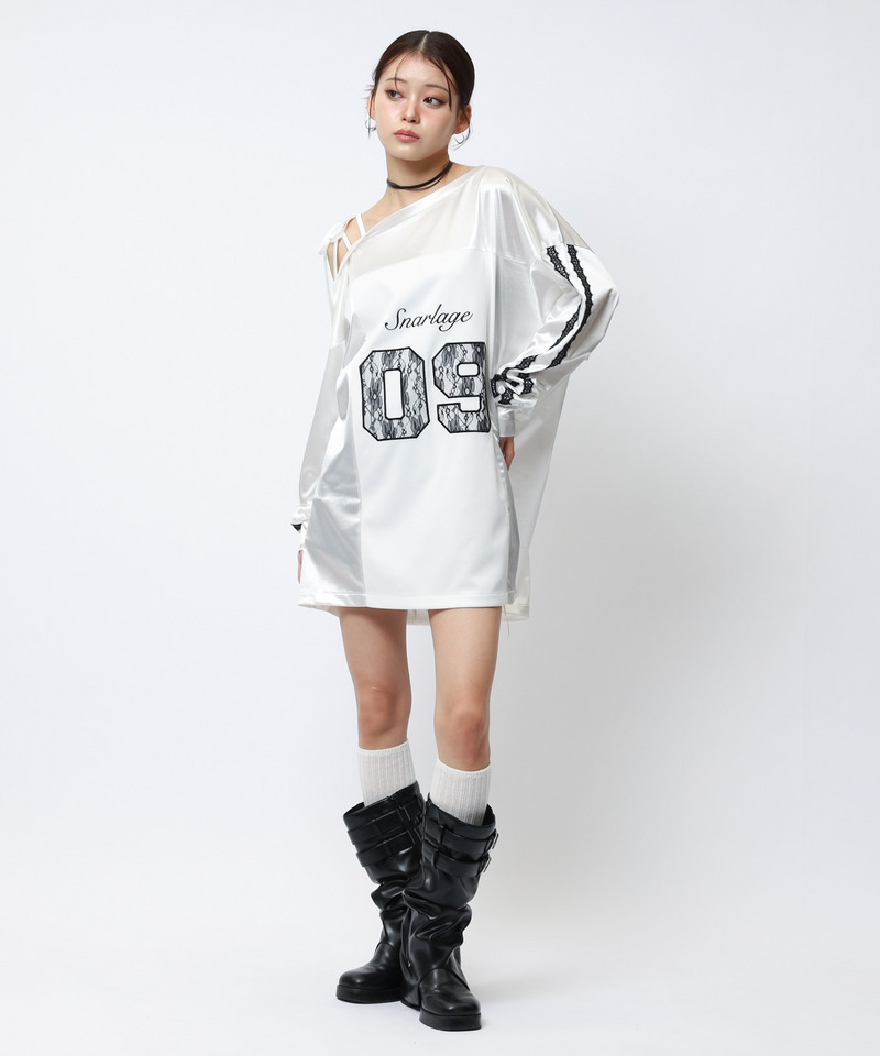 ワンショルダーナンバリングレーストップス 詳細画像 ホワイト 7