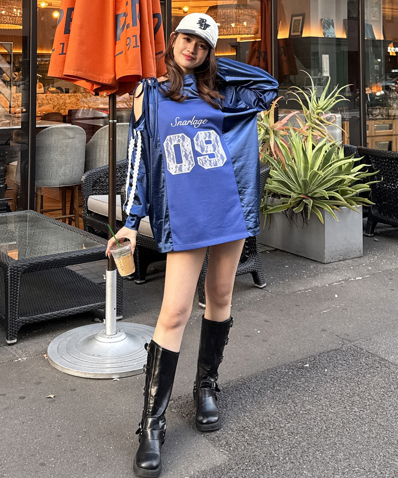 ワンショルダーナンバリングレーストップス 詳細画像 ブルー 7