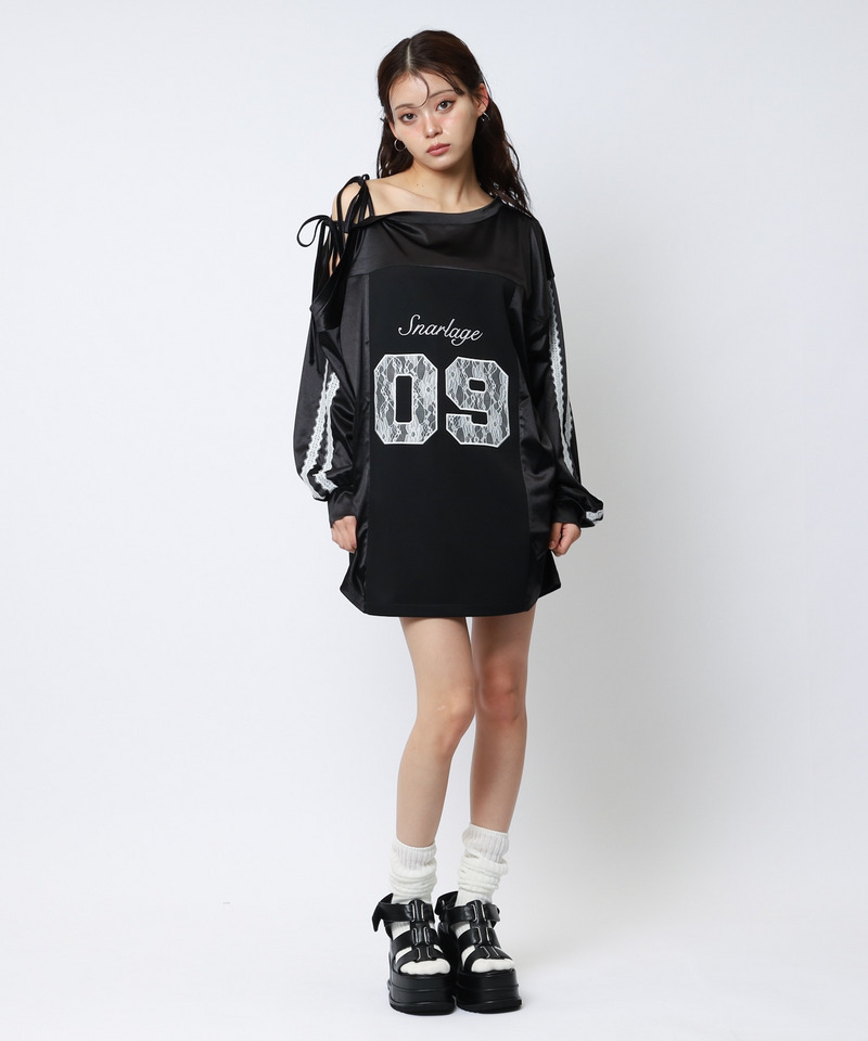 ワンショルダーナンバリングレーストップス 詳細画像 ブラック 3