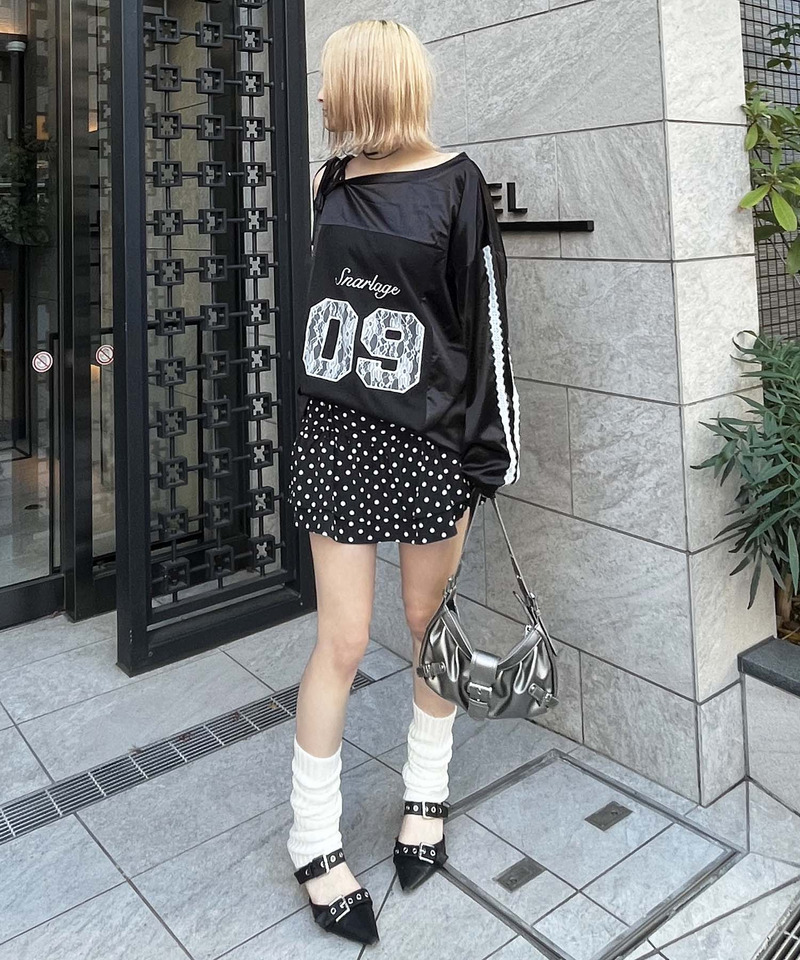 ワンショルダーナンバリングレーストップス 詳細画像 ブラック 8