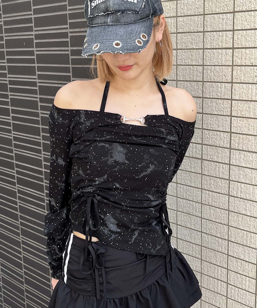 ビット付きダブルギャザ-トップス 詳細画像