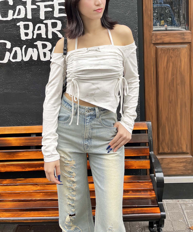 ビット付きダブルギャザ-トップス 詳細画像 オフホワイト 10