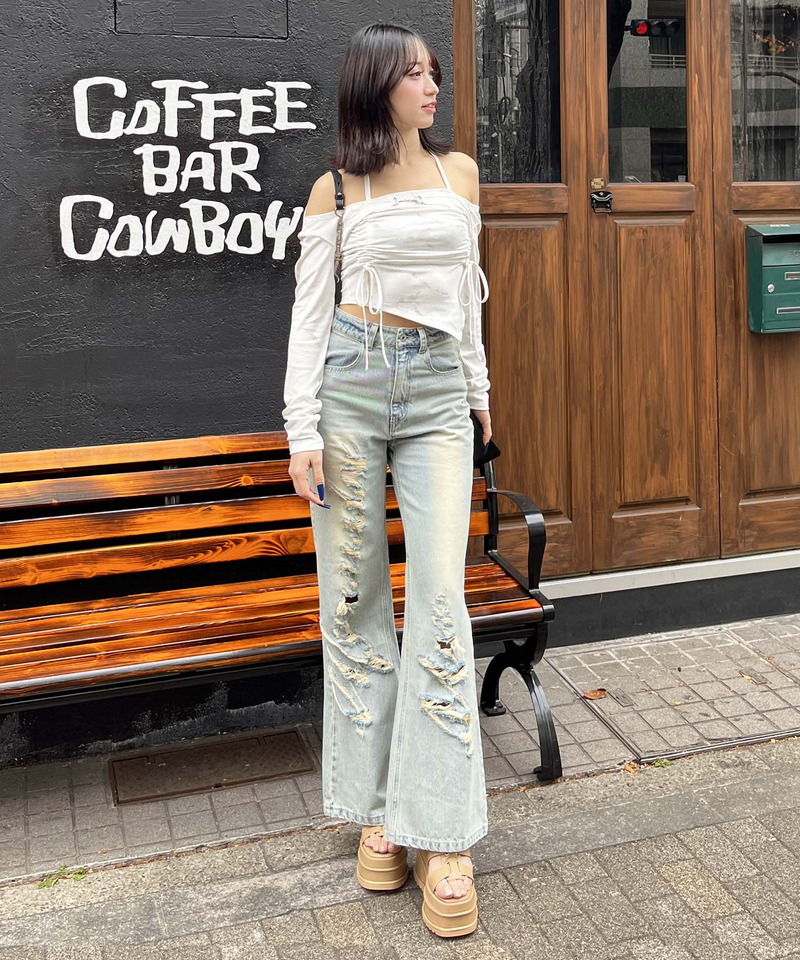 ビット付きダブルギャザ-トップス 詳細画像 オフホワイト 9