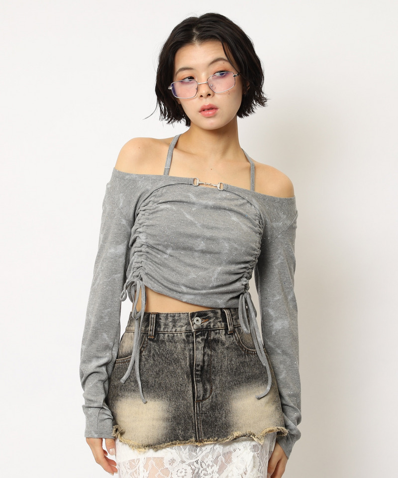 ビット付きダブルギャザ-トップス 詳細画像 グレー 10