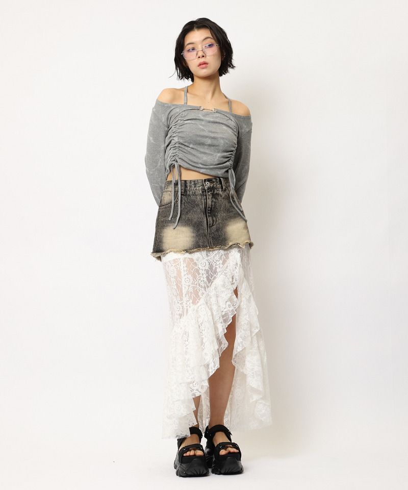 ビット付きダブルギャザ-トップス 詳細画像 グレー 11