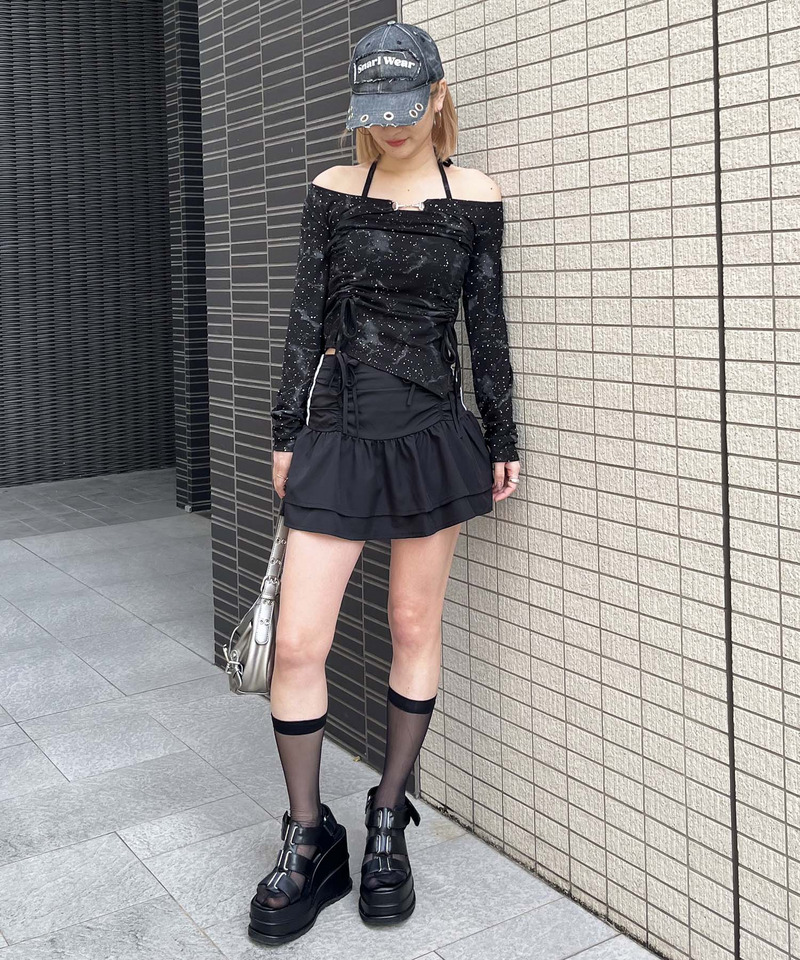 ビット付きダブルギャザ-トップス 詳細画像 ブラック 3