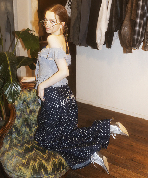 ドット柄バレルレッグパンツ 詳細画像