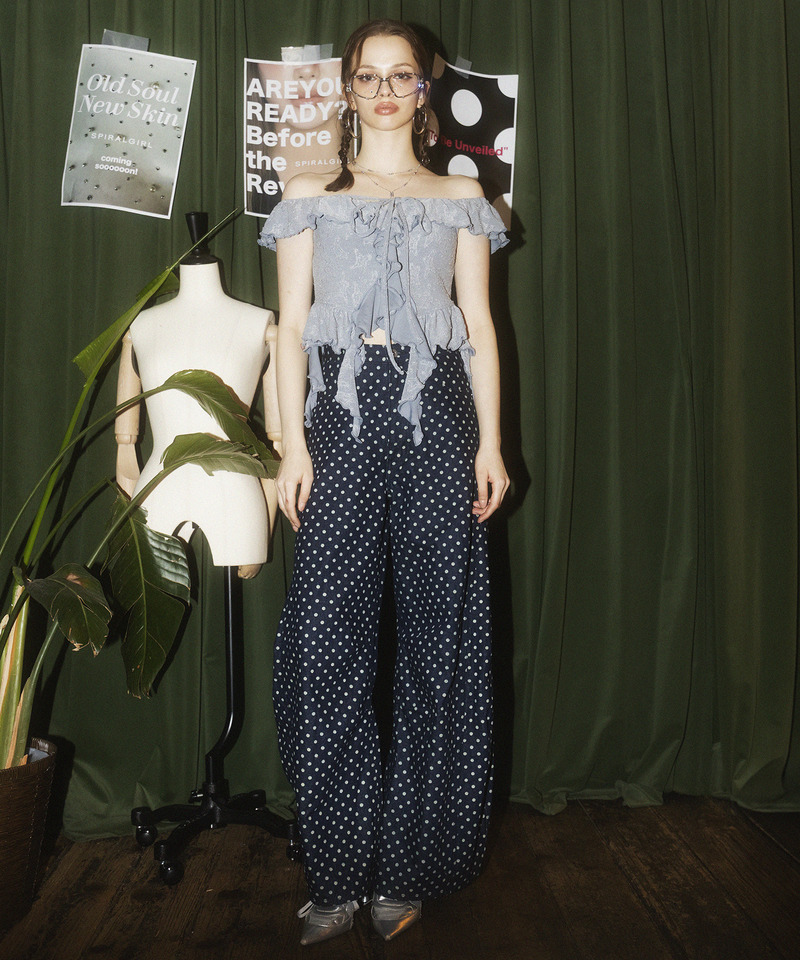 ドット柄バレルレッグパンツ 詳細画像 ドット 3