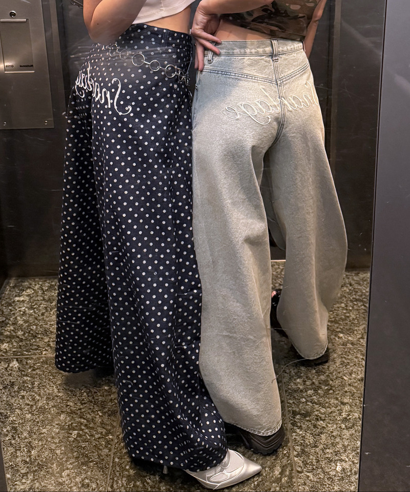 ドット柄バレルレッグパンツ 詳細画像 デニムブルー 10