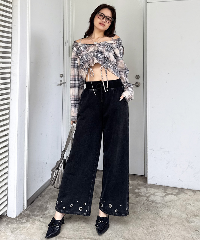 フード付きチェックトップス 詳細画像 ベージュ 14