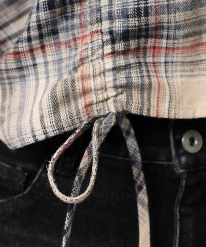 フード付きチェックトップス 詳細画像 ベージュ 23