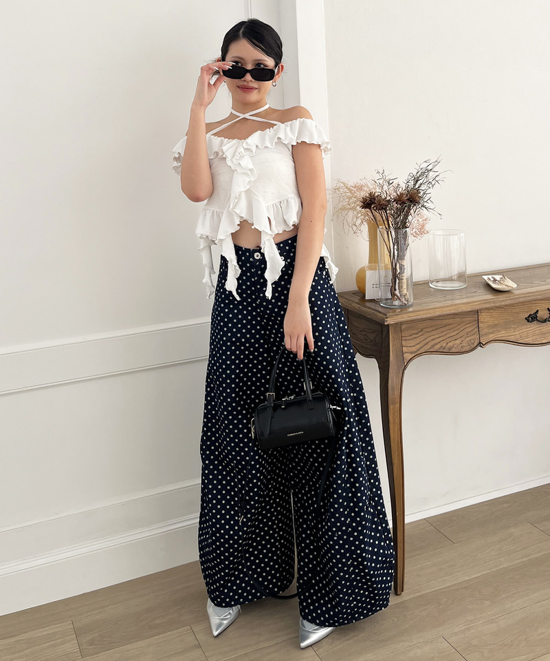 オフショルラメラッフルトップス 詳細画像 オフホワイト 12