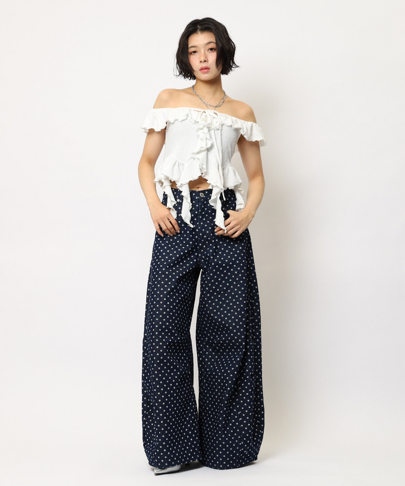 オフショルラメラッフルトップス 詳細画像 オフホワイト 7