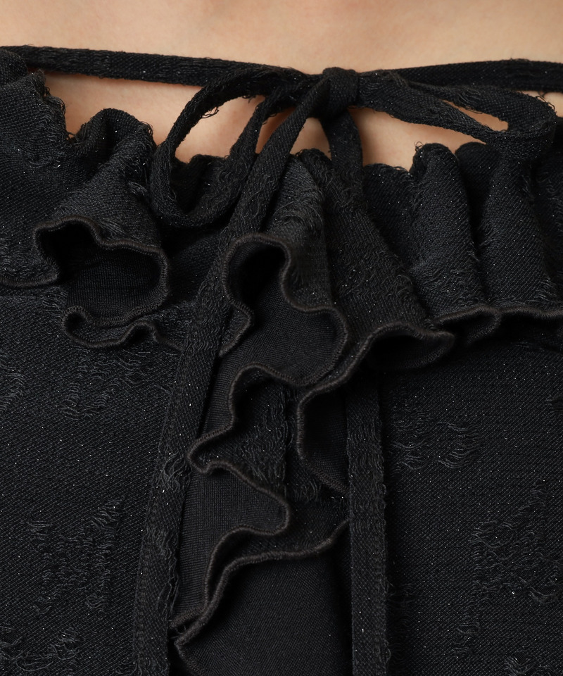 オフショルラメラッフルトップス 詳細画像 ブラック 15