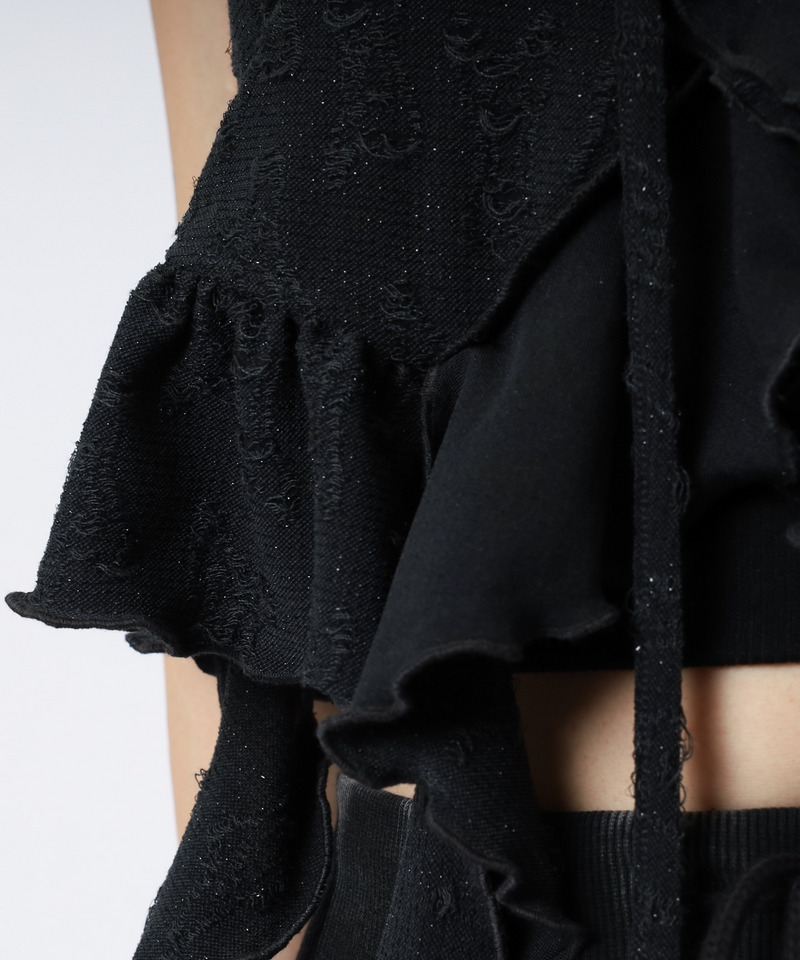 オフショルラメラッフルトップス 詳細画像 ブラック 17