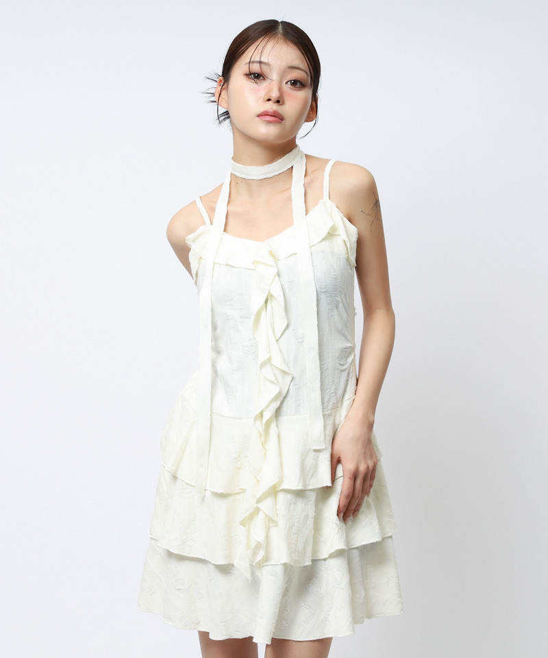 チョーカーティアードダメージワンピース 詳細画像 オフホワイト 1