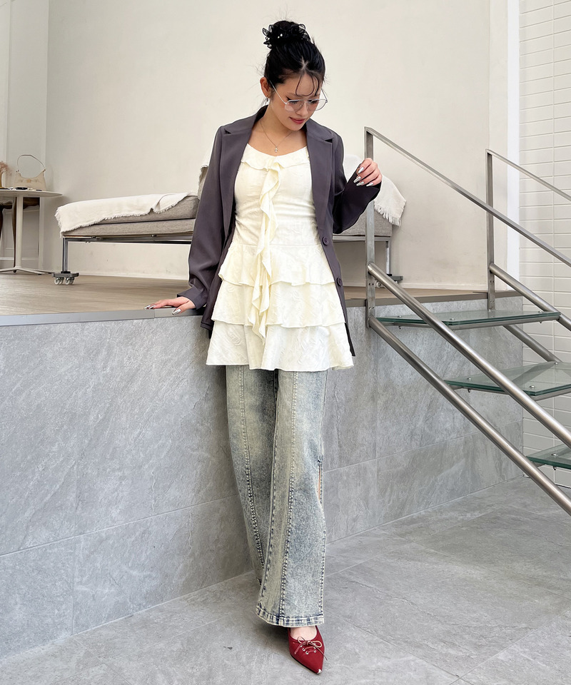 チョーカーティアードダメージワンピース 詳細画像 オフホワイト 11