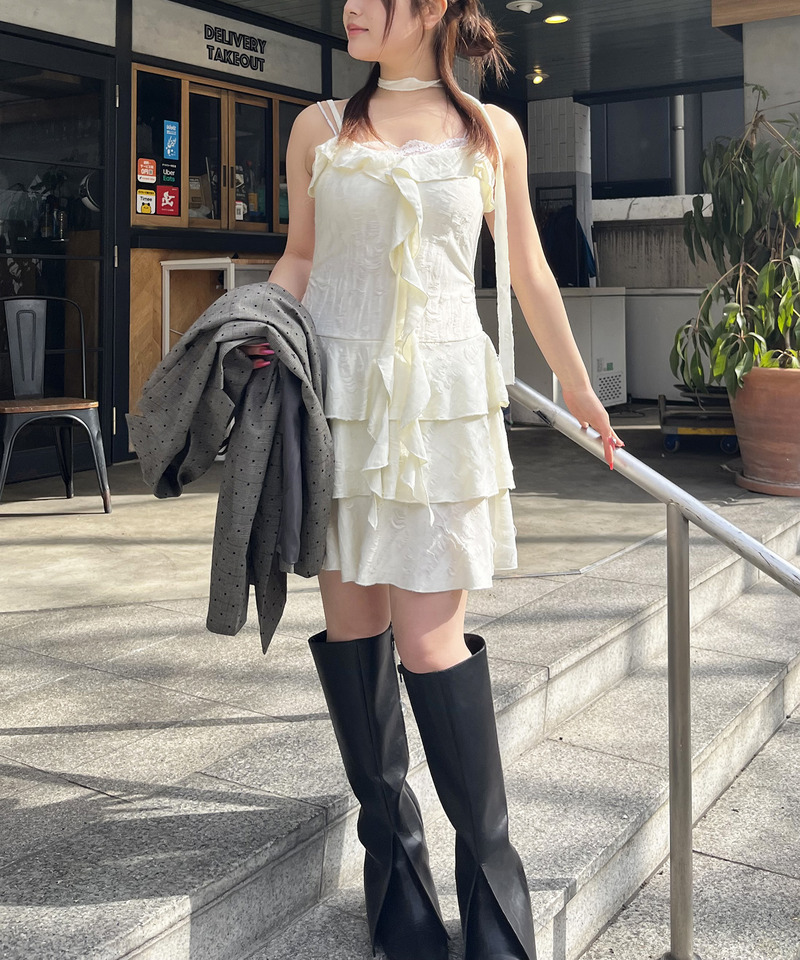 チョーカーティアードダメージワンピース 詳細画像 オフホワイト 18