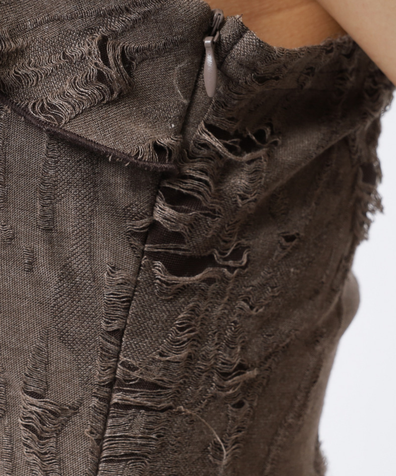 チョーカーティアードダメージワンピース 詳細画像 ブラウン 11