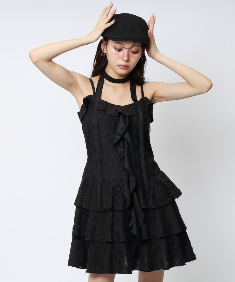 チョーカーティアードダメージワンピース 詳細画像 ブラック 2