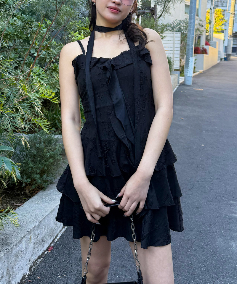 チョーカーティアードダメージワンピース 詳細画像 ブラック 4