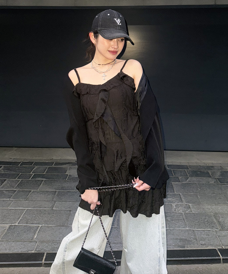 チョーカーティアードダメージワンピース 詳細画像 ブラック 7