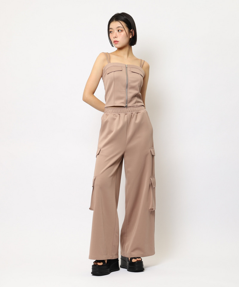 ダブルZIPキャミパンツセットアップ 詳細画像 ベージュ 2