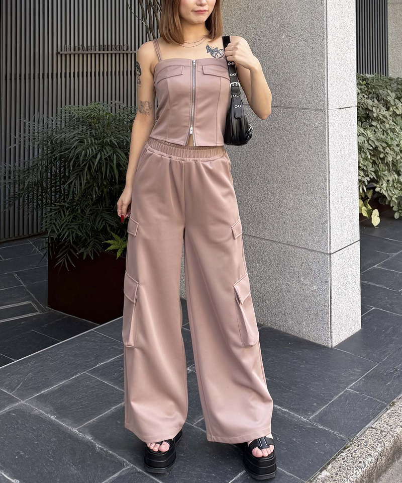 ダブルZIPキャミパンツセットアップ 詳細画像 ベージュ 3