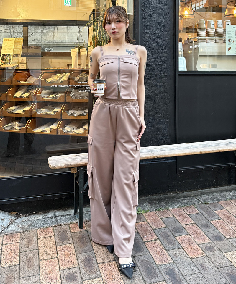 ダブルZIPキャミパンツセットアップ 詳細画像 ベージュ 6