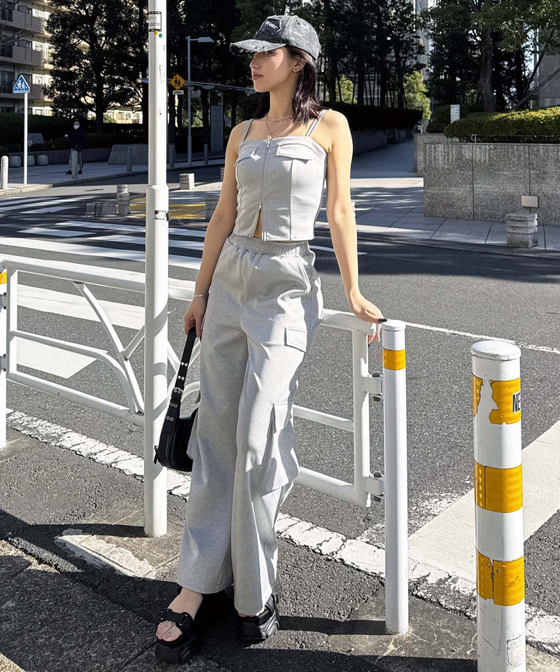 ダブルZIPキャミパンツセットアップ 詳細画像 グレー 6