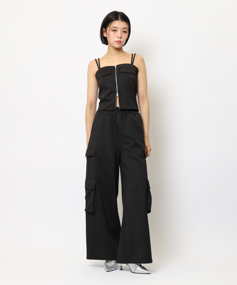 ダブルZIPキャミパンツセットアップ 詳細画像 ブラック 2