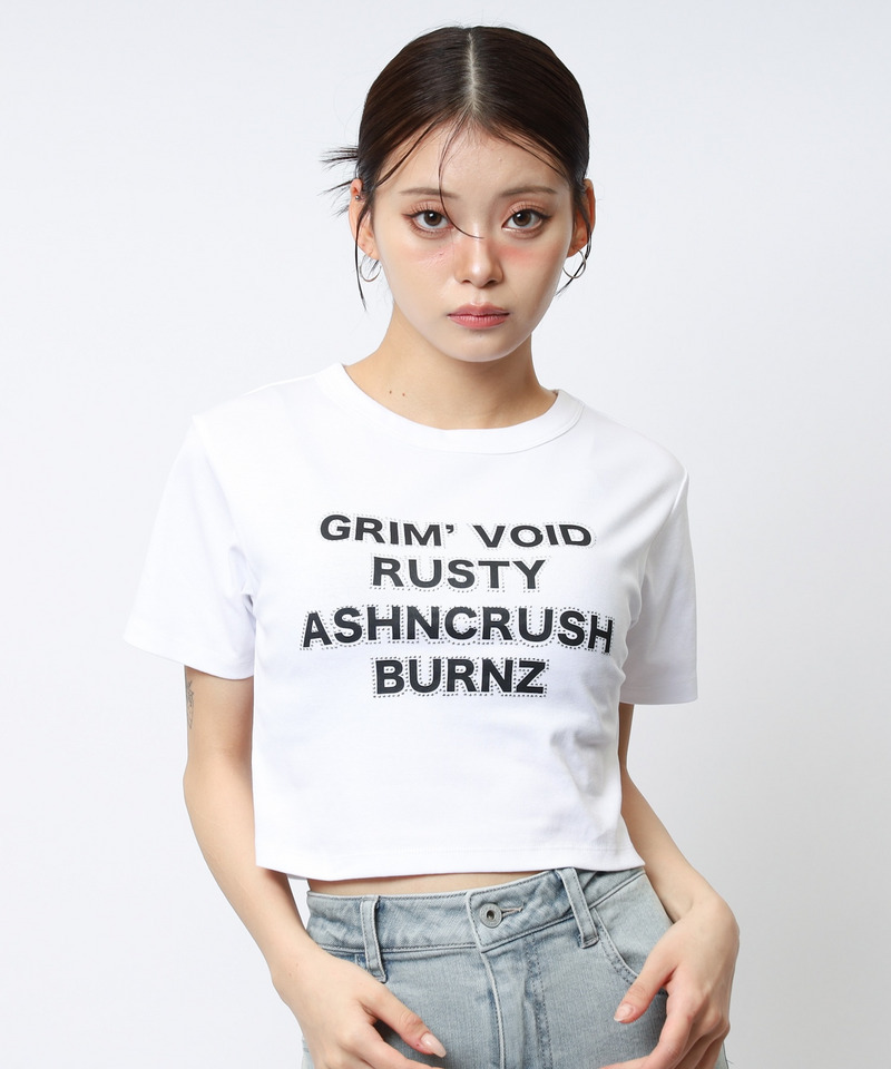 ラインストーンロゴミニTシャツ 詳細画像 ホワイト 1
