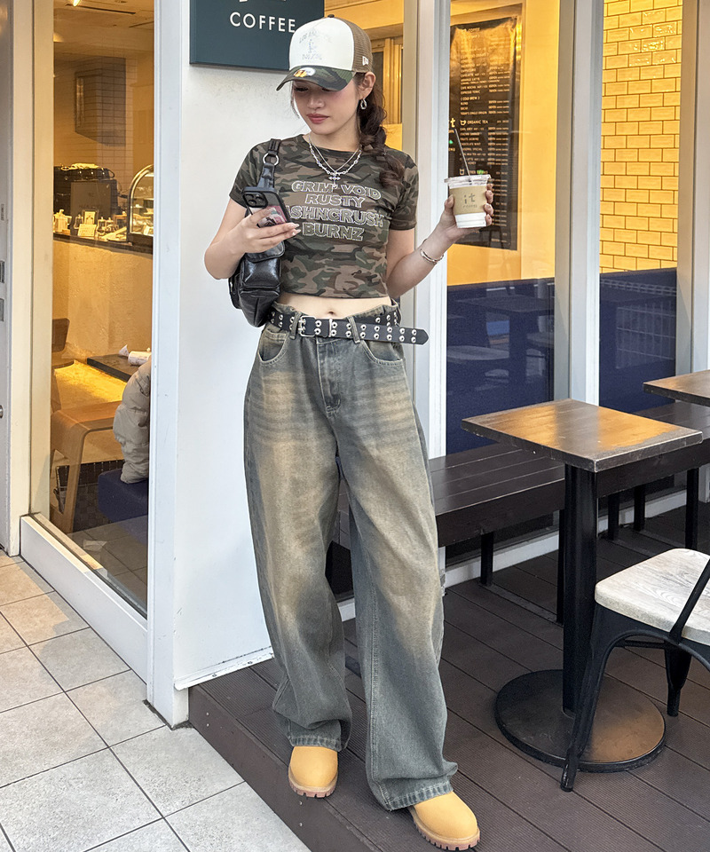 ラインストーンロゴミニTシャツ 詳細画像 カーキ系 10