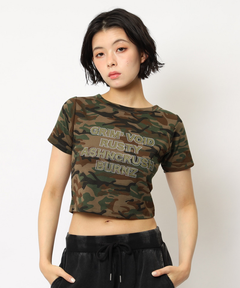 ラインストーンロゴミニTシャツ 詳細画像 カーキ系 2