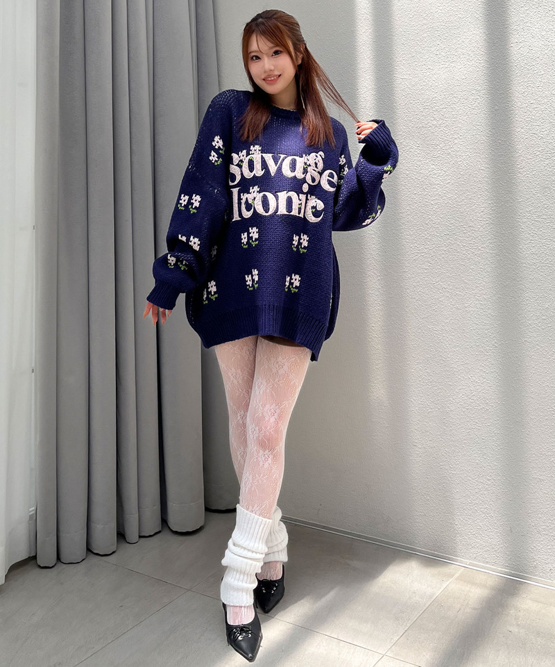 モチーフジャガードニット 詳細画像 ネイビー系 4