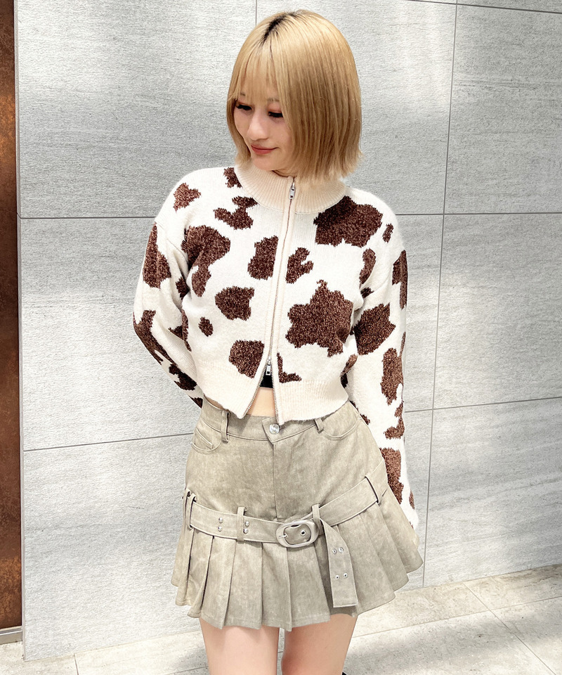 ベルト付きプリーツミニスカート 詳細画像 ブラウン 3