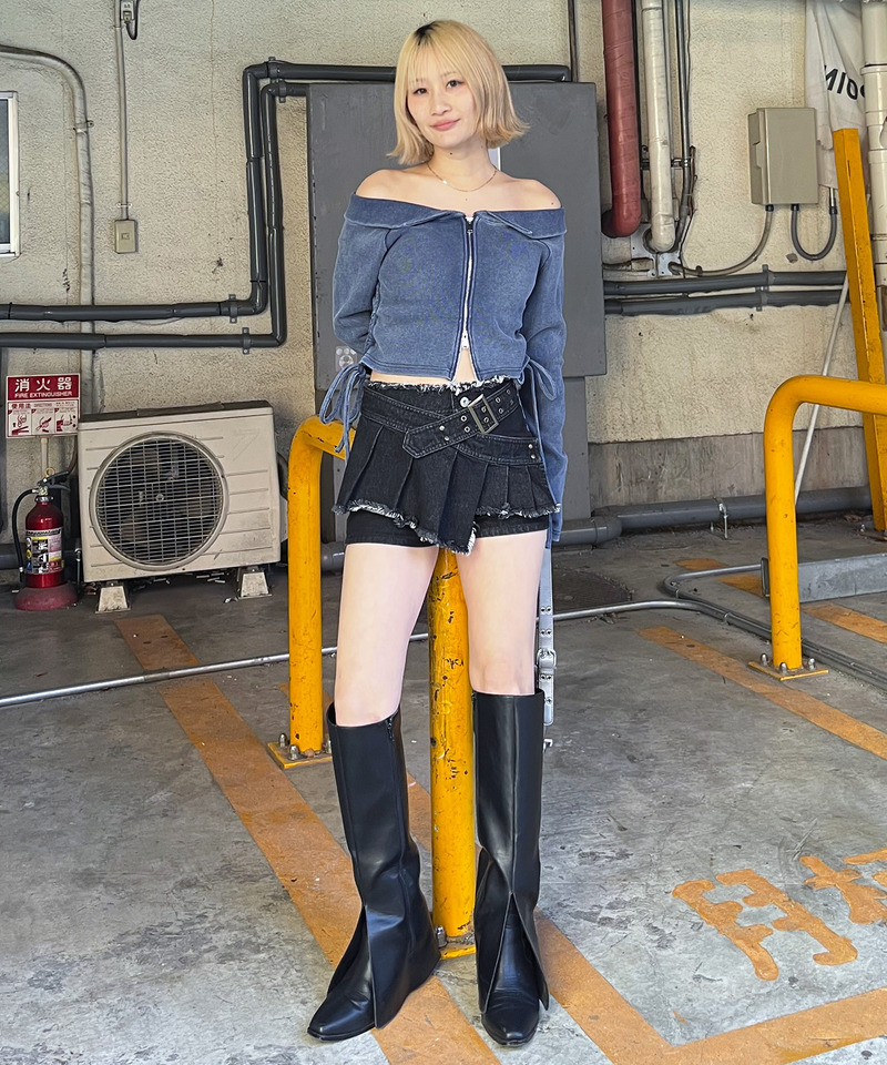 ピグメントオフショルギャザートップス 詳細画像 ブルー 4