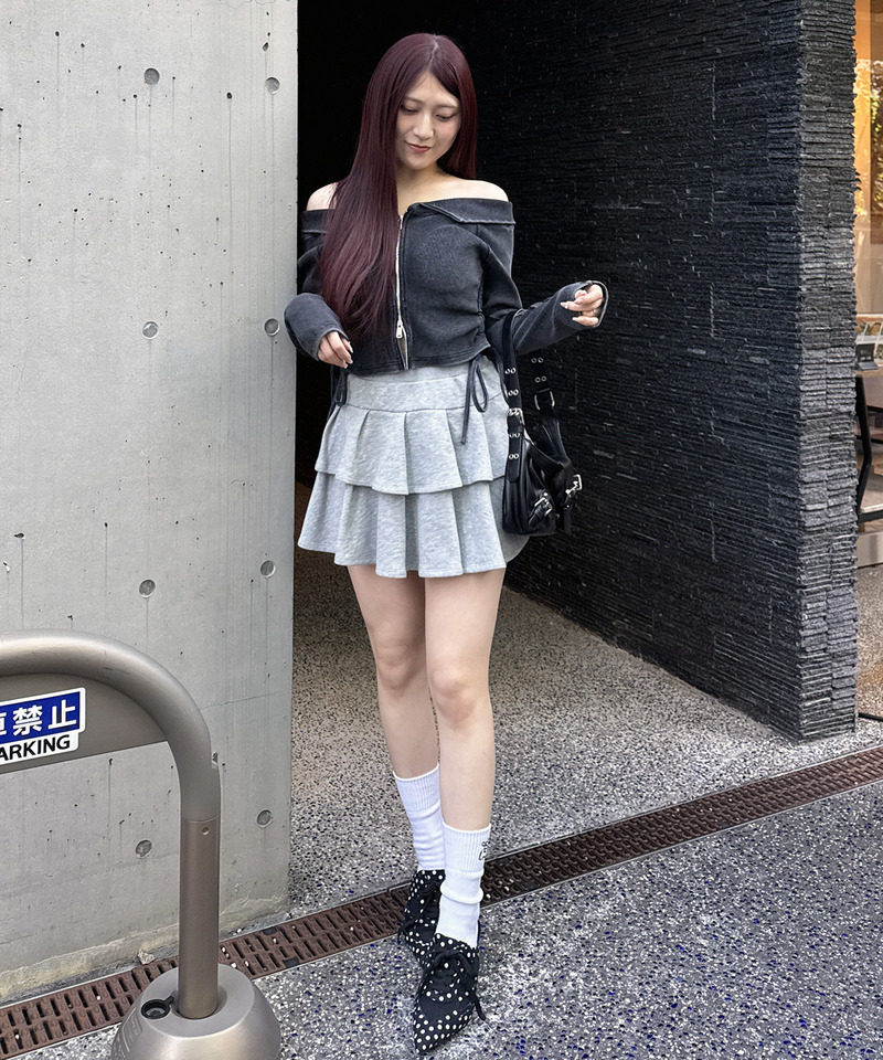 ピグメントオフショルギャザートップス 詳細画像 ブラック 3