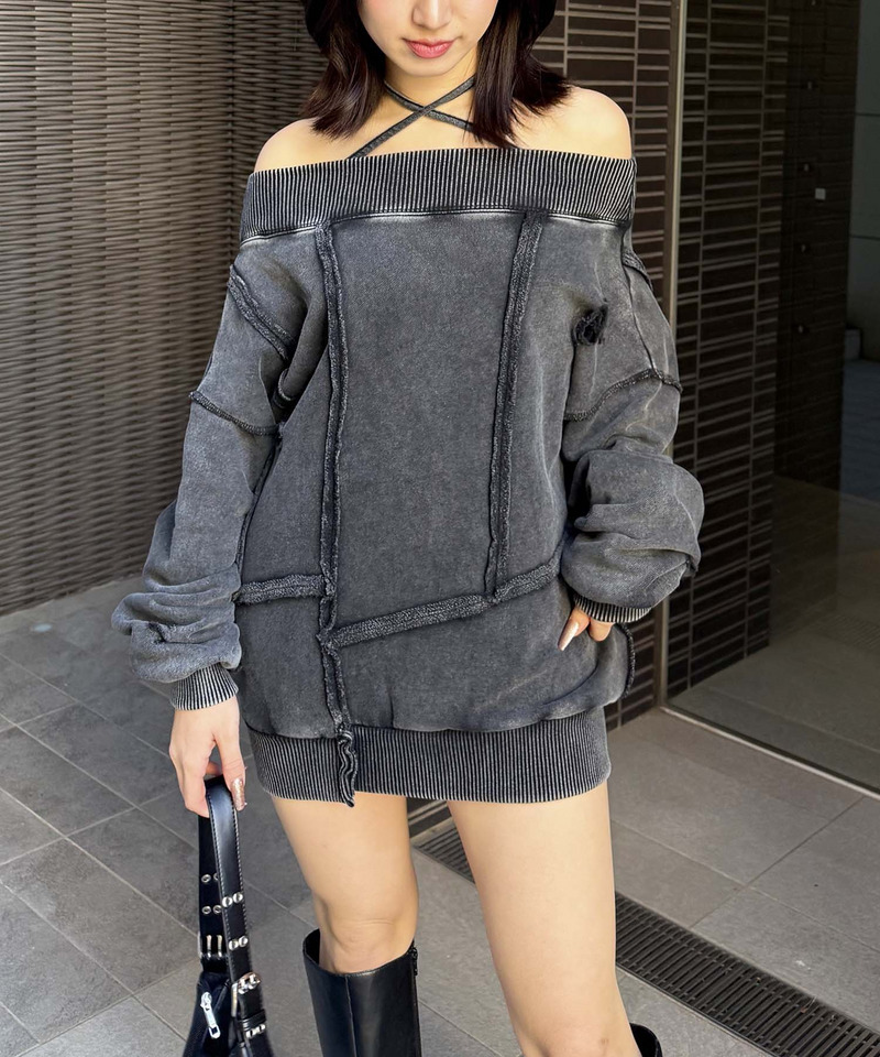 チョーカーピグメントオーバーチュニック 詳細画像 ブラック 1