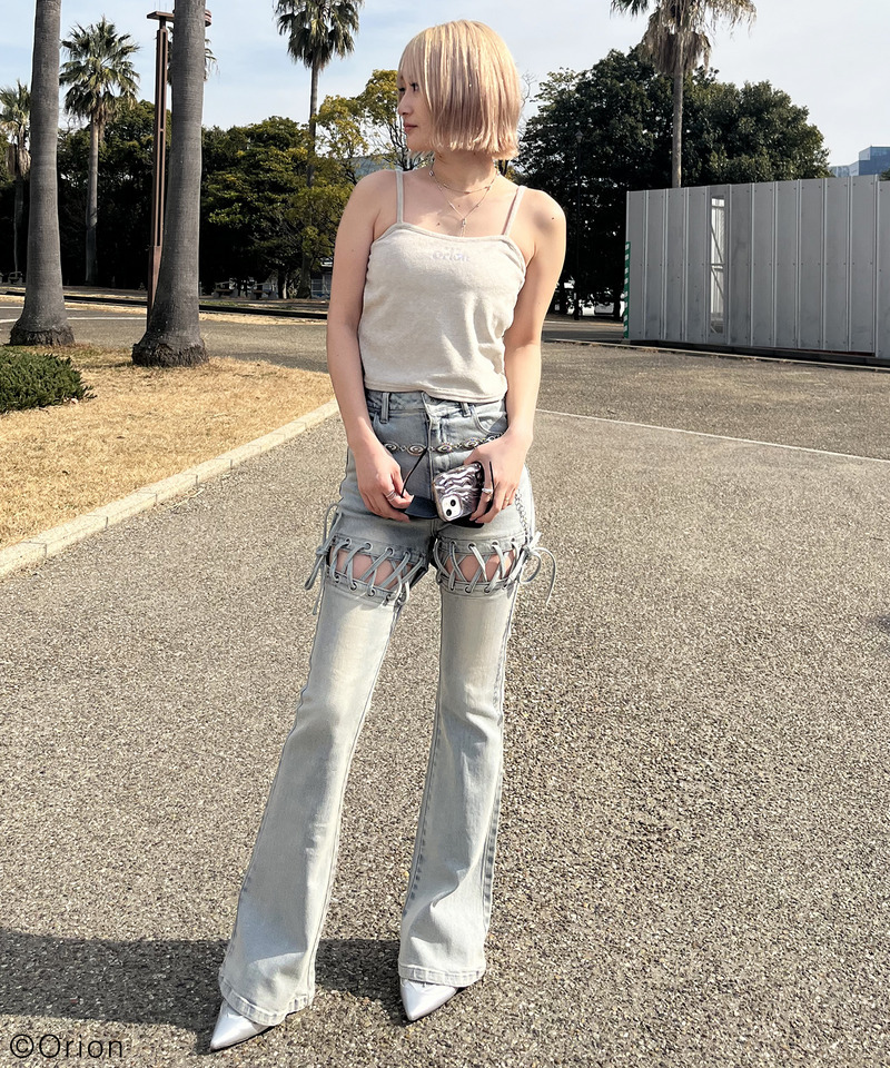 【Orion/オリオン】ラインストーンロゴパイルキャミソール 詳細画像 ベージュ 10