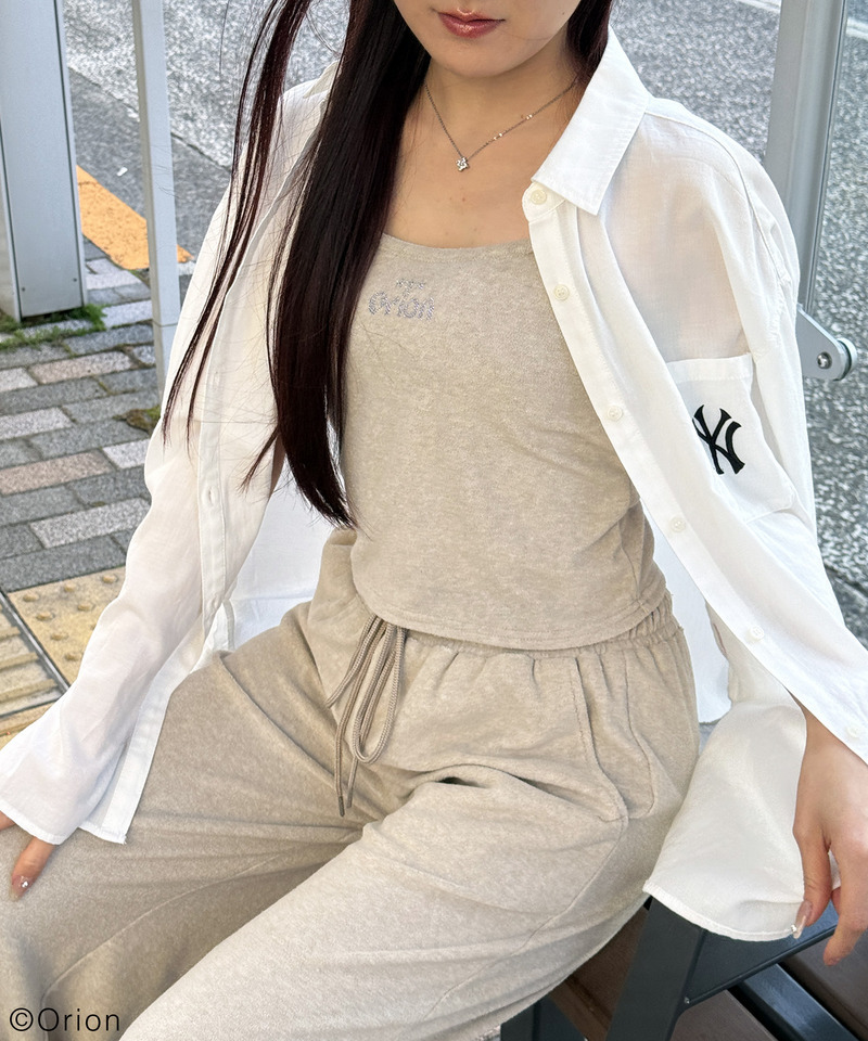 【Orion/オリオン】ラインストーンロゴパイルキャミソール 詳細画像 ベージュ 16