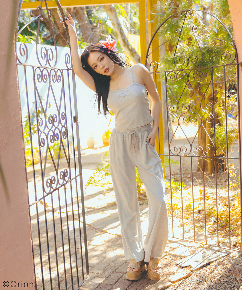 【Orion/オリオン】ラインストーンロゴパイルキャミソール 詳細画像 ベージュ 2