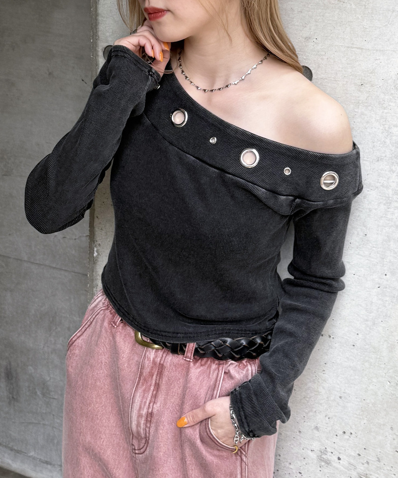 アイレットワンショルトップス 詳細画像 ブラック 1