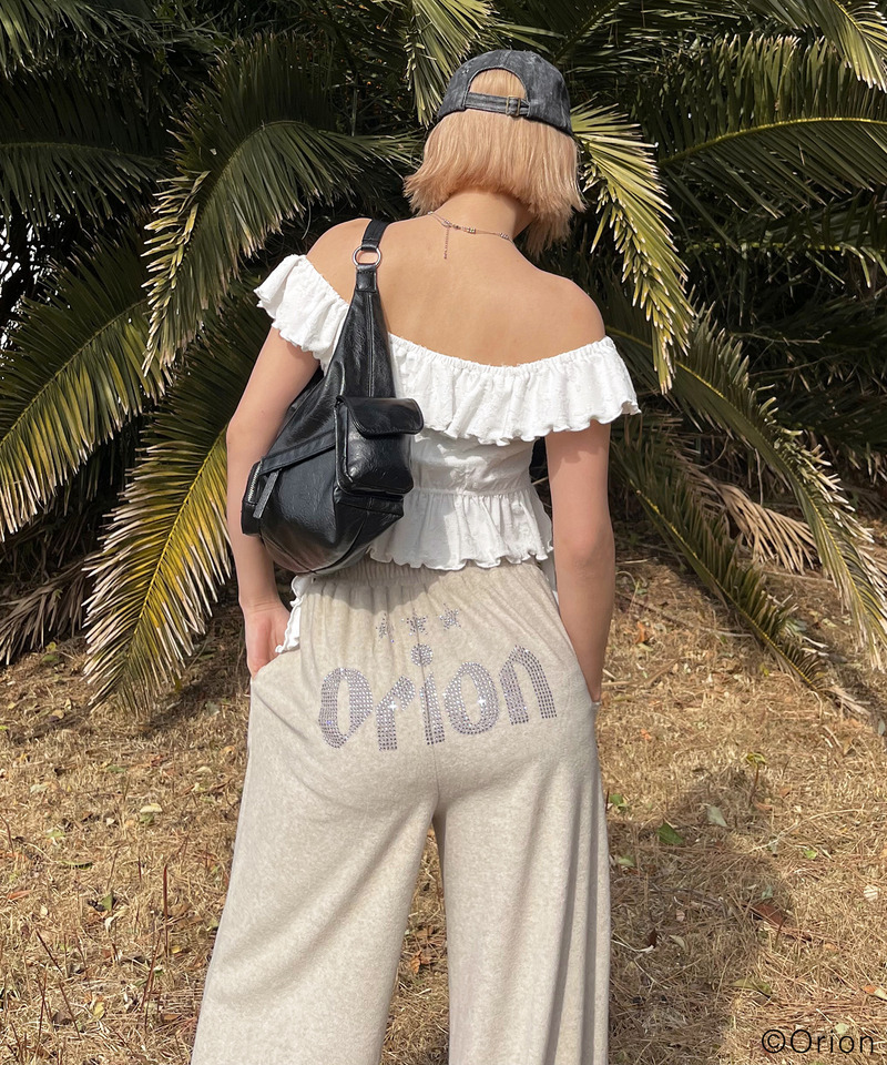 【Orion/オリオン】ラインストーンロゴパイルパンツ 詳細画像 ベージュ 7