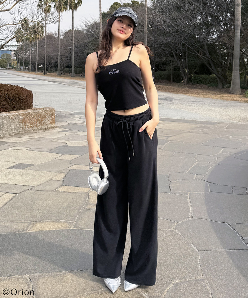 【Orion/オリオン】ラインストーンロゴパイルパンツ 詳細画像 ブラック 4