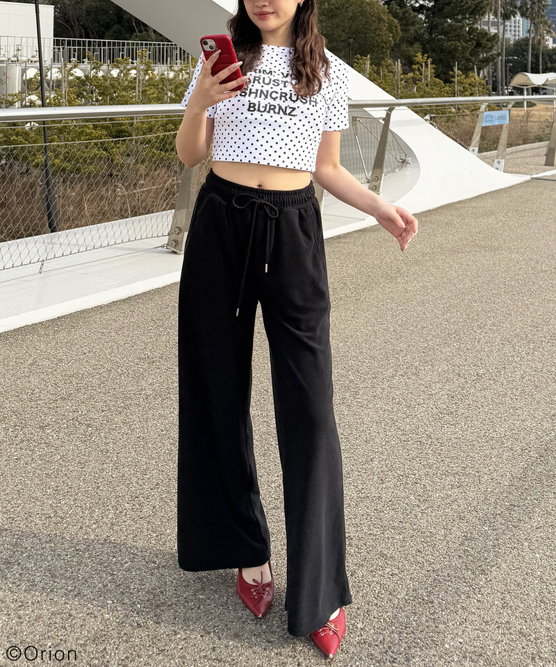 【Orion/オリオン】ラインストーンロゴパイルパンツ 詳細画像 ブラック 8