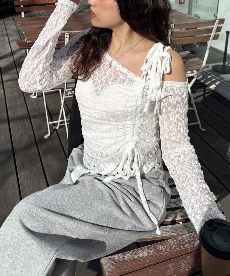 ワンショルドロストレーストップス 詳細画像 ホワイト 3