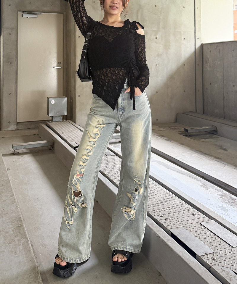 ワンショルドロストレーストップス 詳細画像 ブラック 3