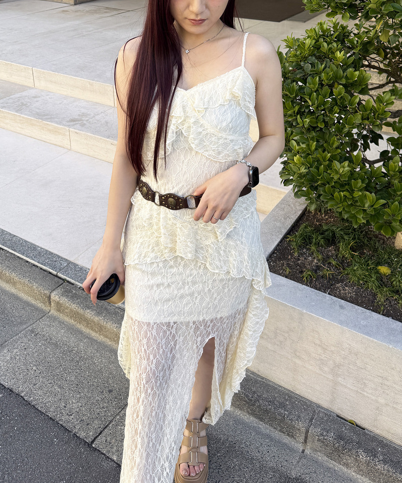 アシンメトリーレースワンピース 詳細画像 オフホワイト 2