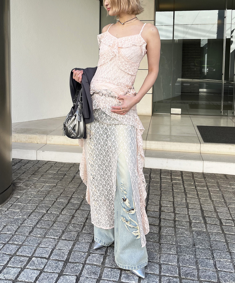 アシンメトリーレースワンピース 詳細画像 ピンク 1